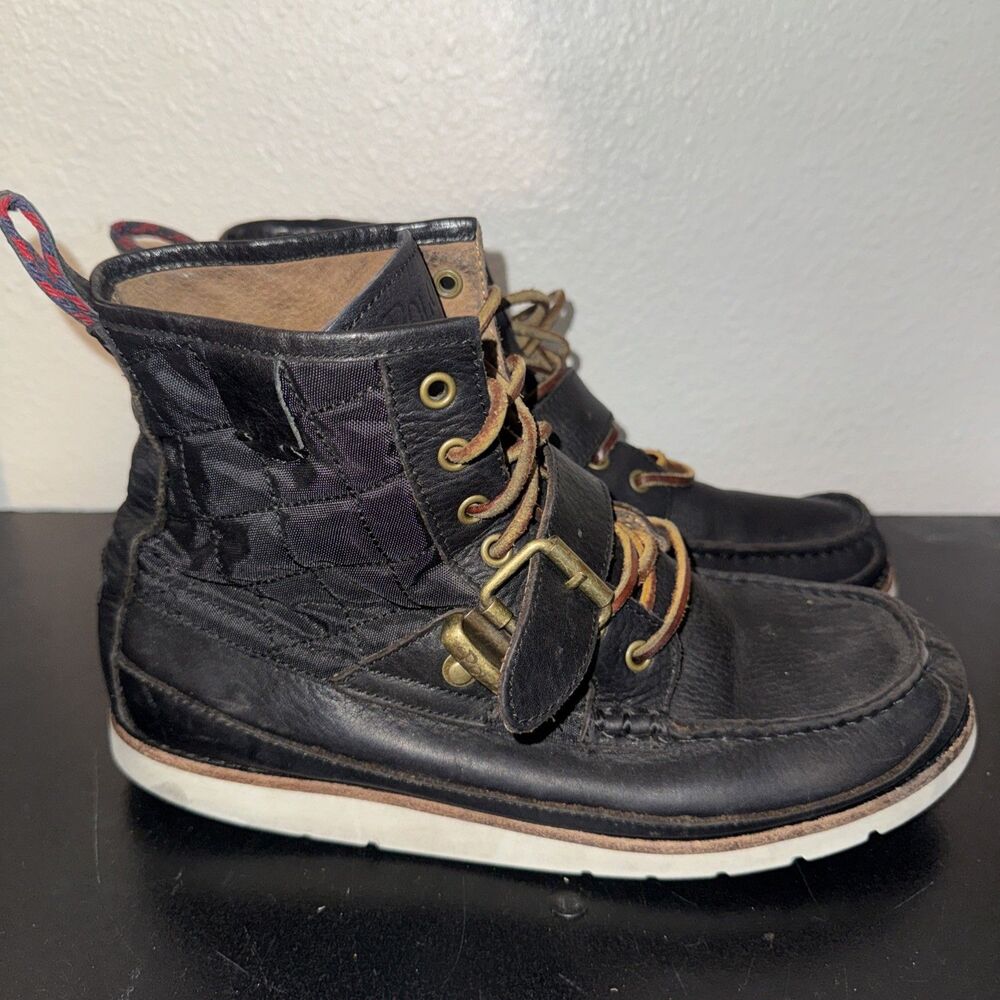 POLO Ralph Lauren Saddleworth III BOOT Brown Leather w/Blue Nylon US 7.5 D Mens